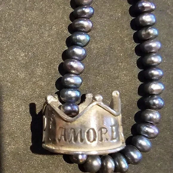 Angi Olami Pearl and Sterling Silver Floating Crown Necklace - Picture 3 of 7